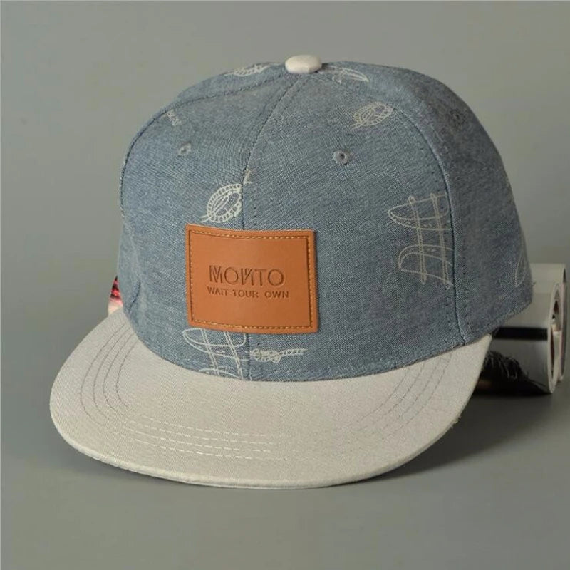 2024 New cotton denim hat affixed cloth letters casual fresh graffiti snapback caps for woman men bone hip hop baseball cap