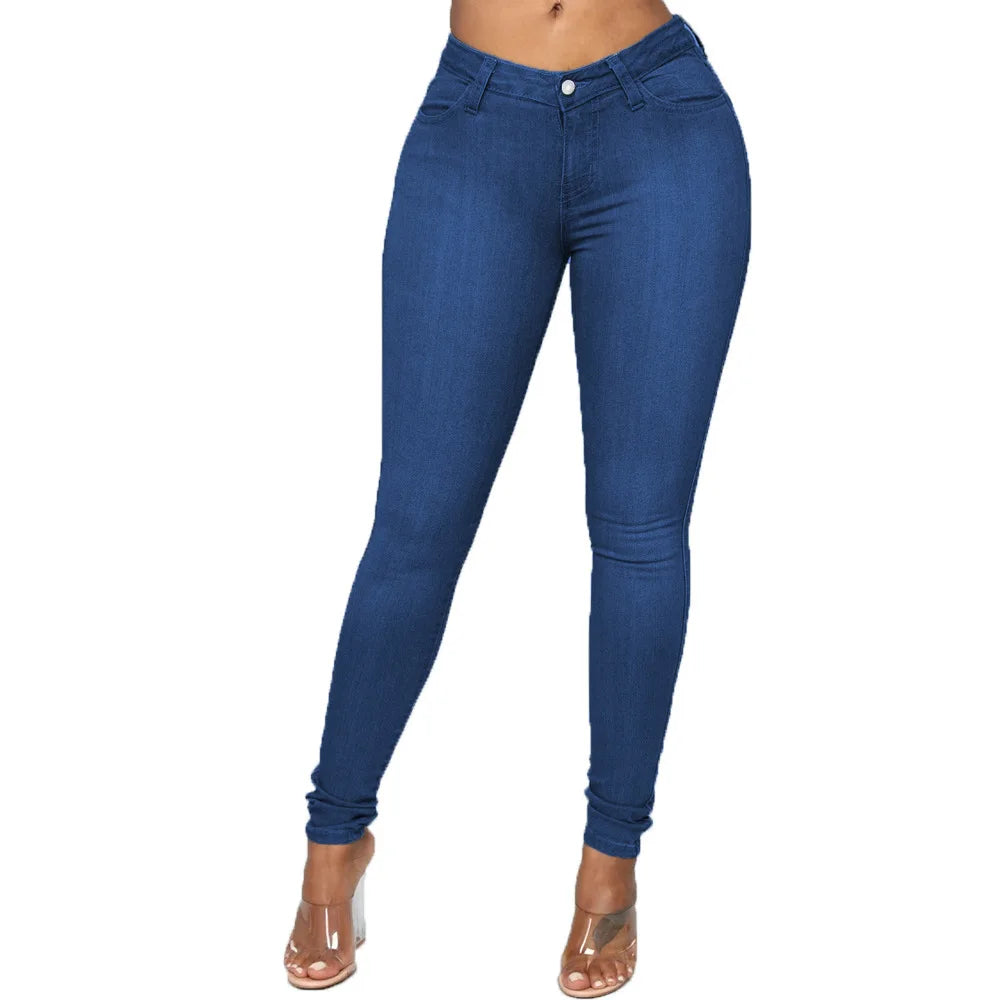 2023 Autumn New 7 Color Women's High Waist Skinny Jeans Fashion Slim Elastic Denim Pencil Pants Casual Trousers S-2XL