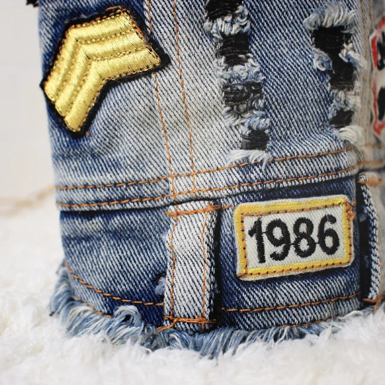 Pet Clothes Dog Jeans Jacket Cool Blue Denim Coat Small Medium Puppy Blue Vintage Washed Clothes Dogs Lapel Vests Classic Hoodie