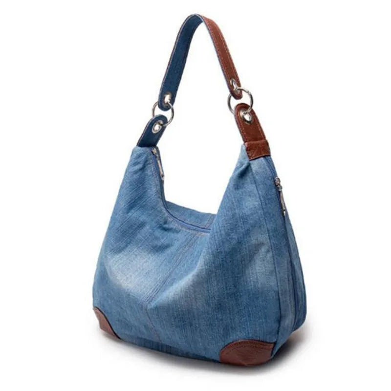 2024 large luxury ladies denim handbag big shoulder bag blue jeans handbag Jean Denim Tote Crossbody ladies shoulder bag