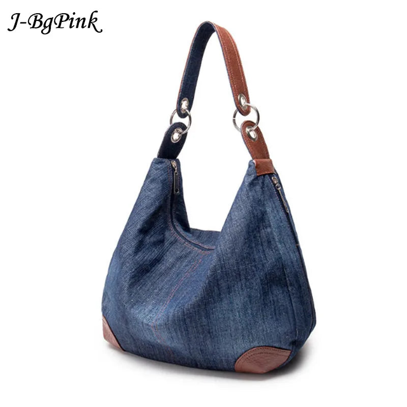 2024 large luxury ladies denim handbag big shoulder bag blue jeans handbag Jean Denim Tote Crossbody ladies shoulder bag