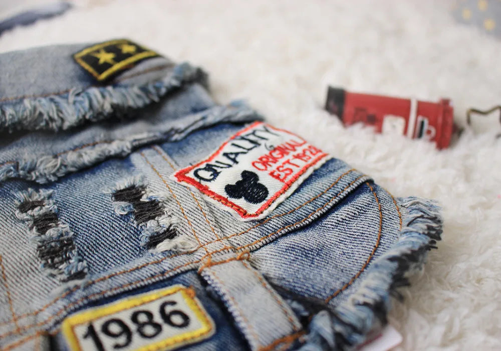 Pet Clothes Dog Jeans Jacket Cool Blue Denim Coat Small Medium Puppy Blue Vintage Washed Clothes Dogs Lapel Vests Classic Hoodie