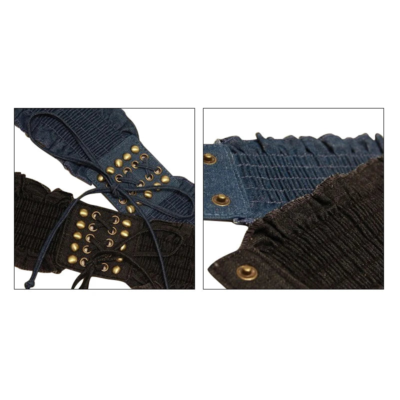 High Fashion Elastic Dress Belts for Women Punk Denim Stretchy Female Skirt Belts All-match Corset Casual Fabric For A Dress