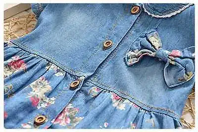 Citgeett Baby girl denim dress 2016 children Short Sleeve christmas girls dresses summer style kids princess flower dress