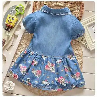 Citgeett Baby girl denim dress 2016 children Short Sleeve christmas girls dresses summer style kids princess flower dress