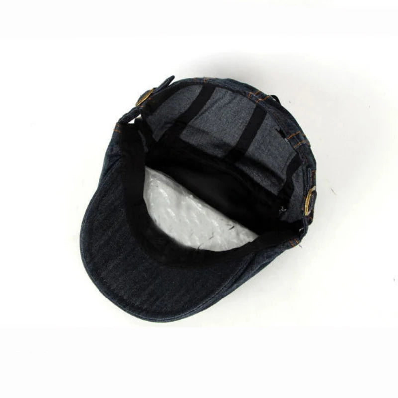 HT1195 Fashion Spring Summer Jeans Beret Hats for Men Women Quality Casual Unisex Denim Beret Cap Fitted Sun Cabbie  Flat Cap