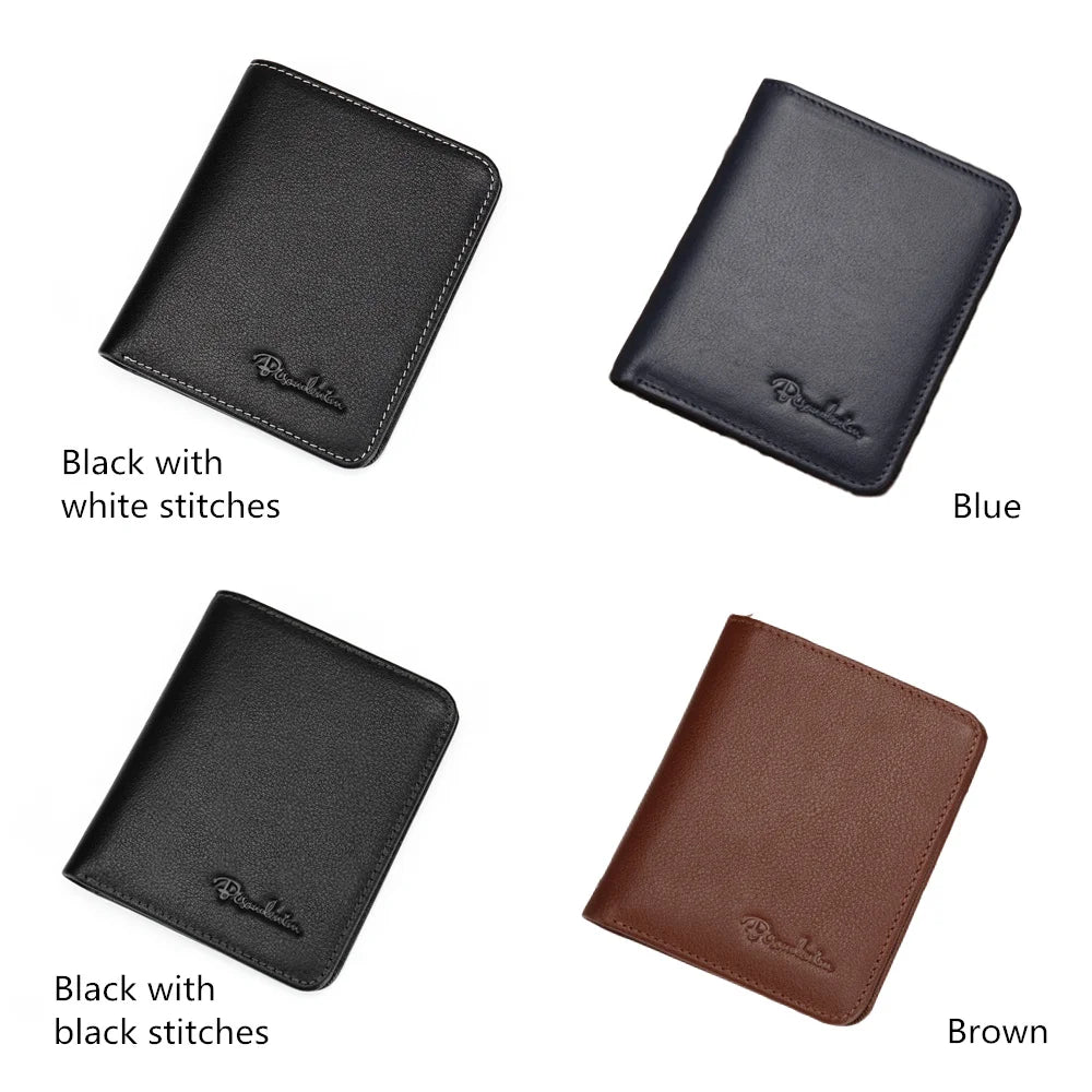 BISON DENIM Black Purse For Men Genuine Leather Men's Wallets Thin Male Wallet Card Holder Cowskin Soft Mini Purses N4429