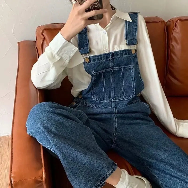 Feynzz Denim Jumpsuits Women Pant Woman Jeans High Waist Denim Pants Wide Leg Denim Clothing Blue Jeans Vintage Quality Fashion