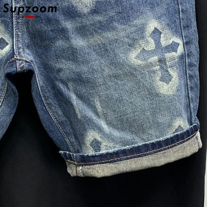 Supzoom New Arrival Hot Sale Fashion Summer Zipper Fly Stonewashed Casual Cargo Patchwork Cotton Denim Pockets Jeans Shorts Men