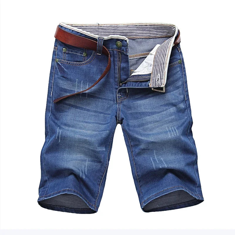 Summer Thin Denim Shorts For Men Good Quality Shorts Jeans Men Cotton Solid Straight Jeans Shorts Male Blue Casual Jeans Size 40