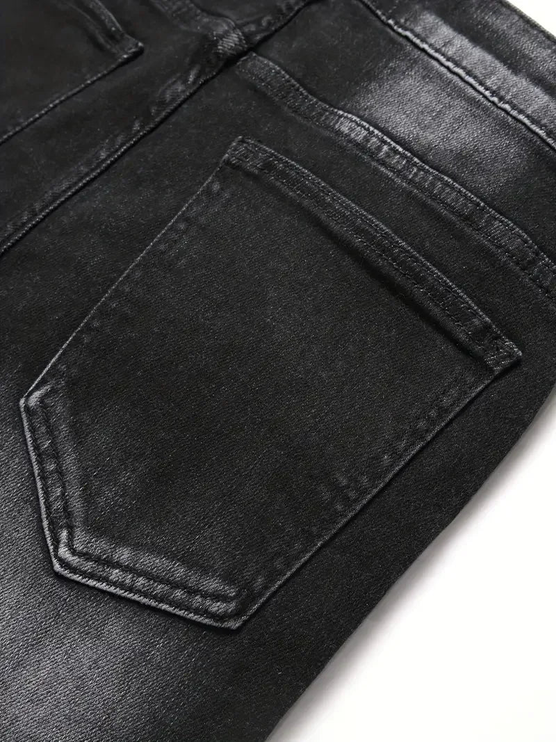 Men's Jeans Casual Straight Stretch Fashion Classic Blue Black Work Denim Trousers Male Brand Clothing