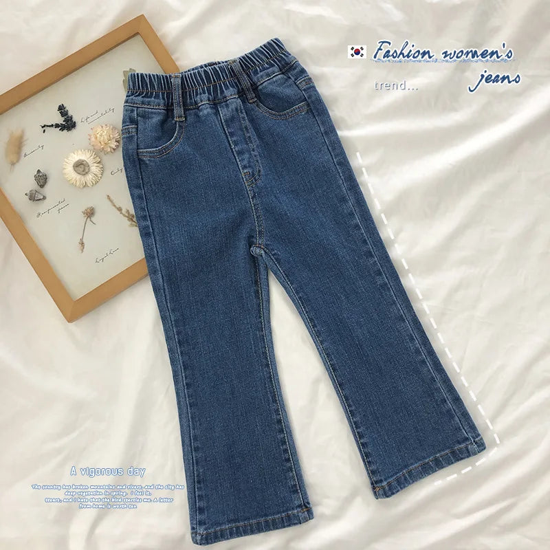 2-8T Toddler Kid Baby Girls Jeans Casual Plain Stretch Denim Pants Elegant Infant Bottom Spring Summer Girls Trousers Outfit