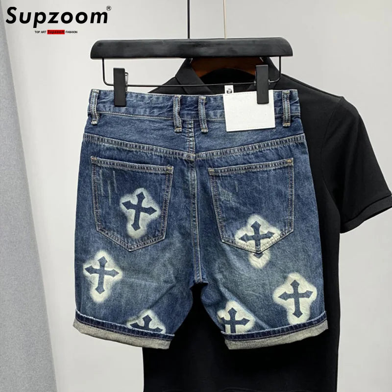 Supzoom New Arrival Hot Sale Fashion Summer Zipper Fly Stonewashed Casual Cargo Patchwork Cotton Denim Pockets Jeans Shorts Men